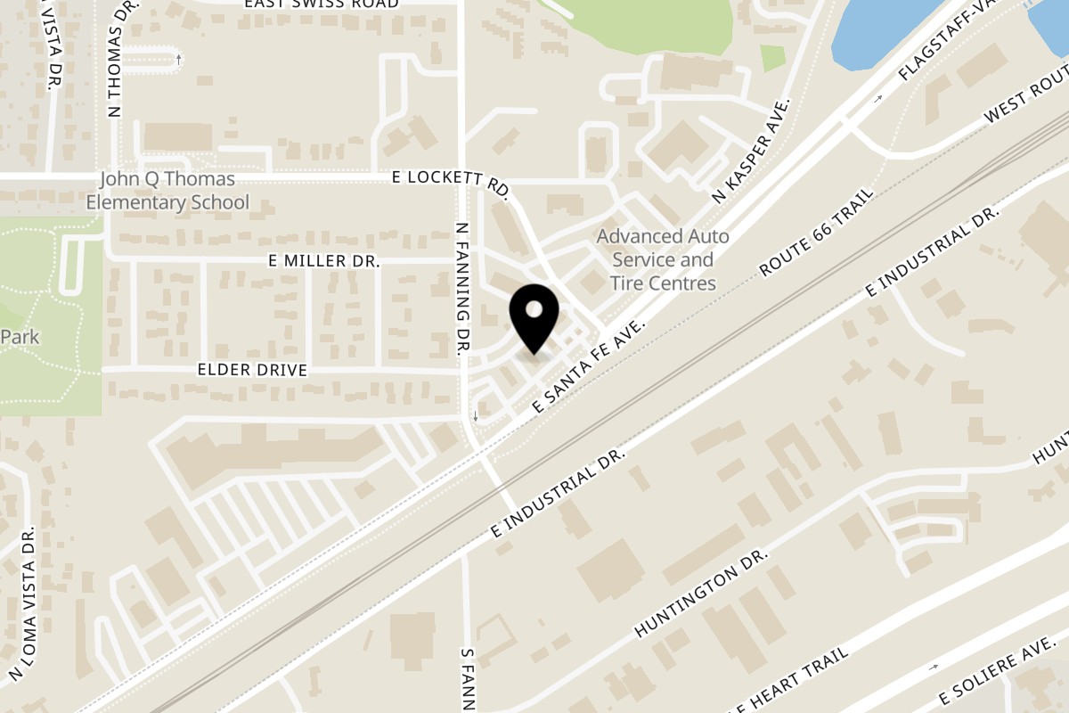 Map showing the location of Rili-B's Taco Shop Flagstaff on 3666 E Rte 66 in Flagstaff